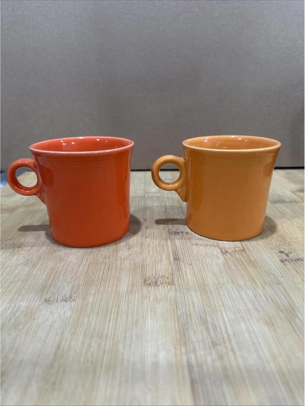 2 Orange pink/red Fiesta Ware Ring Handle Coffee Cup Mug HLC 1986-2021 Lot Of 2*